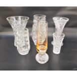 SELECTION OF SEVEN CUT GLASS VASES ranging in height from 10.5cm to 25.5cm (7)