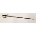 1821 PATTERN SWORD with an 86cm long fullered blade marked WD above an X, with a three bar hilt