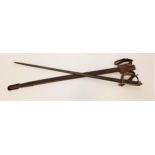 BRITISH 1854 PATTERN OFFICER'S SWORD with an 82cm fullered blade etched with a crowned cypher,