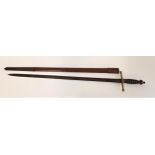 WWI SCOTTISH OFFICERS REGIMENTAL BROAD SWORD with a double fullered 83.5cm long blade etched with