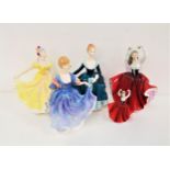 FIVE ROYAL DOULTON FIGURINES comprising Ninette, HN2379, 20.5cm high, Elizabeth, HN2465, 21cm