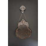 UNUSUAL VICTORIAN SILVER MOUNTED LADIES PURSE the lizard skin purse with embossed silver cantle