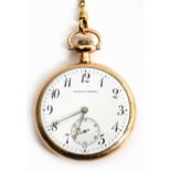 A Longines, size 12, open-faced pocket watch, c.1911, the white enamel dial with Arabic numerals and