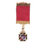 Knights of Columbus, an enamelled, gilt metal breast jewel or medal, a Maltese cross enamelled