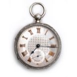 A parcel-gilt, silver cased, fusee, lever pocket watch c.1902, the 50mm white-metal engine turned