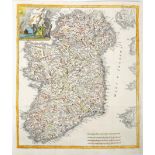 1743 Map of Ireland, by Guillaume de Lisle. A hand-coloured, engraved map of Ireland, 'Irlanda',