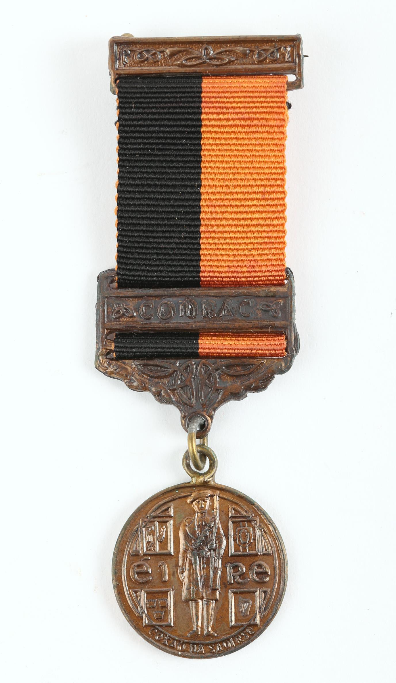 1917-1921 War of Independence Service Medal miniature, with Comhrach bar, maker-marked for Quinn.