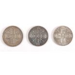 Coins. Gothic florin and two others. 1883 gothic florin (EF); 1887 (EF); 1919 (VF). (3)