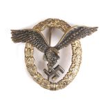 1939-1945 German Luftwaffe pilot's badge. An early-war tombak Luftwaffe pilot's badge, maker marked,