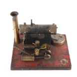 1930s Bowman stationary two cylinder steam engine, 11" x 9" x 8" (28 x 23 x 20cm). While Bowman