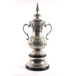 Football, the FA Cup. A full-size, white metal replica of the FA Cup trophy, 28" (71cm) high.
