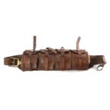 Swedish M1910 brown leather bandolier, four pouch version issued to Navy and Army Engineers.