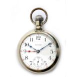 An American Waltham Watch Co., size 18, dual time pocket watch, c.1900, the 45mm, white enamel