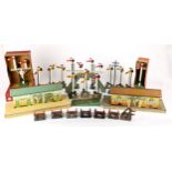 Hornby O Gauge lineside items. No. 3 station building, aged (2); eleven various plain signals,