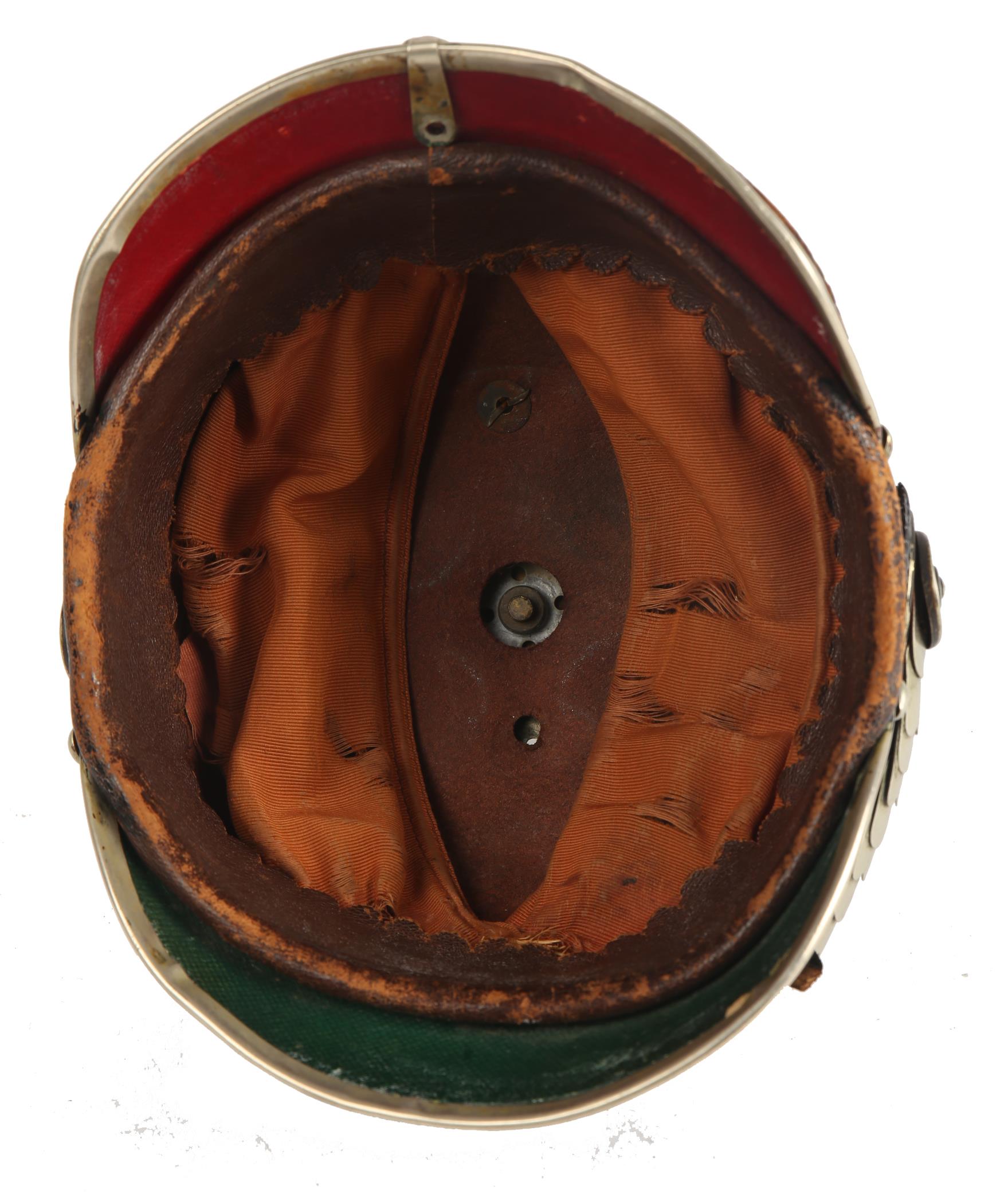 1914-1918 World War I, German Imperial dragoons officer's picklehaub. The leather shell with - Image 2 of 3