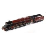 Hornby O Gauge Princess Elizabeth, red, LMS livery, with tender, in presentation box. Fairly good.