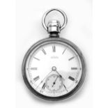 An 1880s American Watch Co., size 18, open face pocket watch, the white enamel dial with Roman