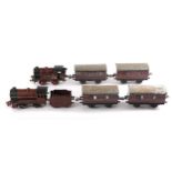 Hornby O Gauge No1 clockwork 0-4-0T, LMS, red, RN 2270; clockwork 0-4-0/tender, LMS, red, RN 5600;