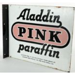 Aladdin Pink Paraffin enamel advertising sign by Irish Shell Ltd., an enamel two sided sign with
