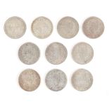 Coins. Collection of ten Victorian half-crowns, 1887, 1891 and 1893 (EF); 1893 (aUNC); 1897 (EF) (