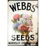 A large enamel advertising sign for Webbs' Seeds, Wordsley, Stourbridge, the lettering in black