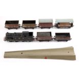Hornby Dublo 0-6-2T LMS matt black, RN 6917; together with three seven-plank LMS wagons, five-