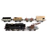 Hornby O Gauge No2 special clockwork, 4-4-2T, re-wheeled, over-painted in black with LMS open