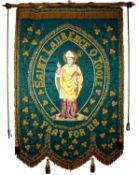 A 19th century processional banner venerating St. Laurence O'Toole, the patron saint of Dublin. A