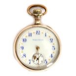 An American Waltham Watch Co., size 0, open face pocket watch, c.1908, the 29mm, gilt-decorated,