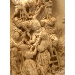 Deposition of Christ. A very fine 19th century plaster relief of the Descent from the Cross, oval,