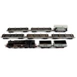Hornby Dublo 2-6-4T BR black, RN 80054; together with five bogie bolsters, two mineral wagons and BR
