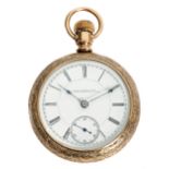 A Rockford Watch Company, size 18, open face, pocket watch, c.1889, the 44mm, white enamel dial with