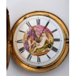 Early 19th century pocket watch with erotically painted dial. A hunter-cased pocket watch, the