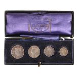 Coins. Victorian Maundy set, 1854, 4d (EF); 3d (aVF); 2d (gVF); 1d (gVF), in Folkard and Son