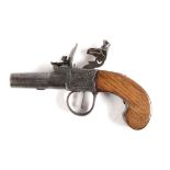 Screw-barrel, flintlock, boxlock pistol by Edgson, Stamford, 6½" (16cm) long.