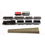 Hornby Dublo 0-6-2T, BR black, RN 69567; together with two four-wheel bolsters, three mineral