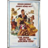 Cinema poster. The Man With the Golden Gun (1974) starring Roger Moore and Christopher Lee,