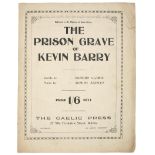 Patriotic sheet music. The Prison Grave of Kevin Barry, words by Richard Clarke, music by Joseph