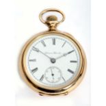 A Hampden Watch Co., size 18, railway standard, pocket watch, c.1889, the 46mm white enamel dial