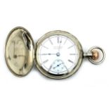 An 1890s, Illinois Watch Co. 99-grade, size 18, pocket watch, the 45mm white enamel dial with