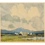 Paul Henry RHA (1876-1958) A Village by the Lake, Connemara, Coloured print, Signed in pencil