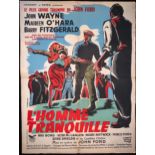 Cinema poster. The Quiet Man [L'Homme Tranquille] John Ford, 1952, starring John Wayne, Maureen O'