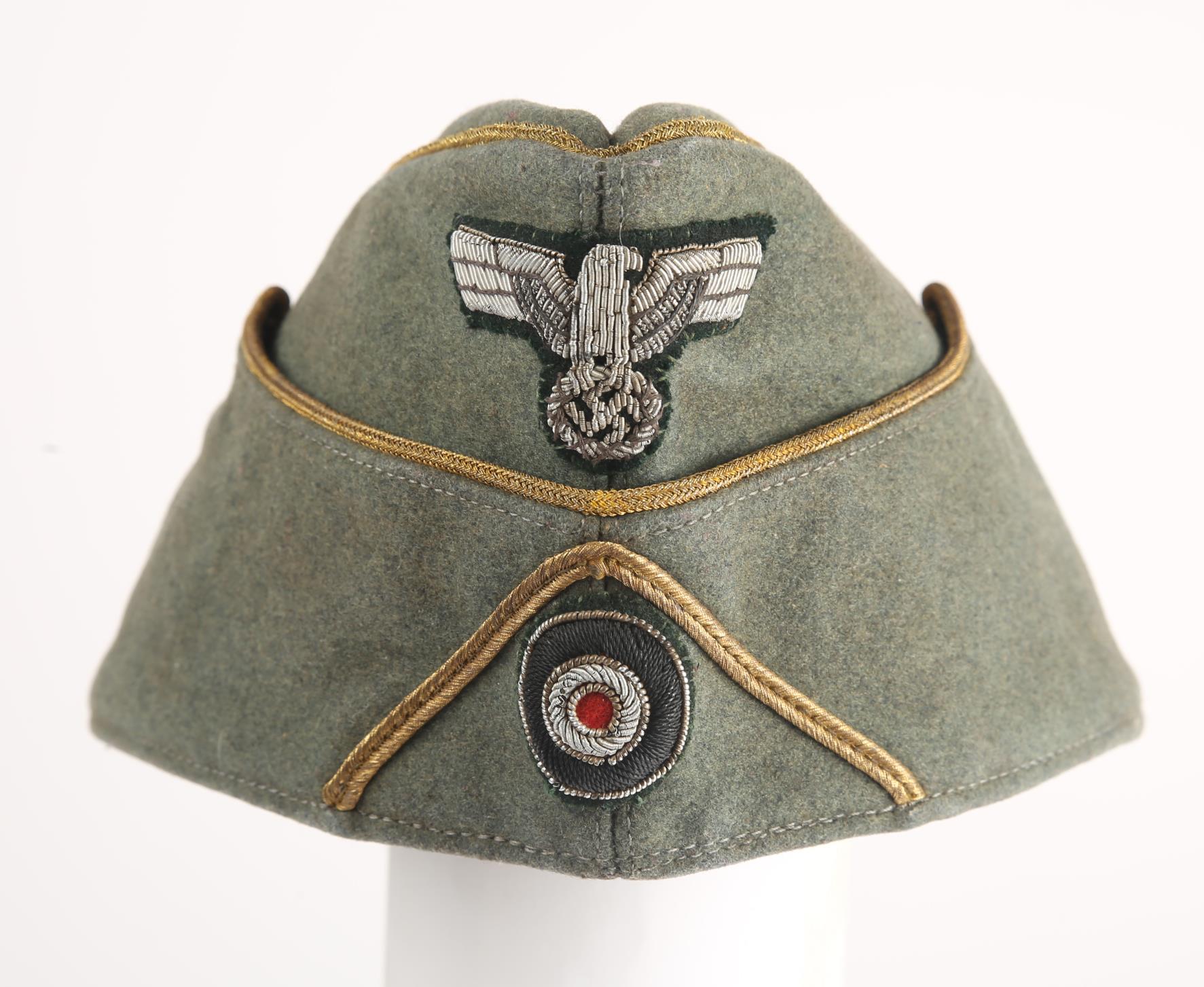 1933-42 German General's side cap. A privately purchased M38 field cap, piped in gilt bullion.