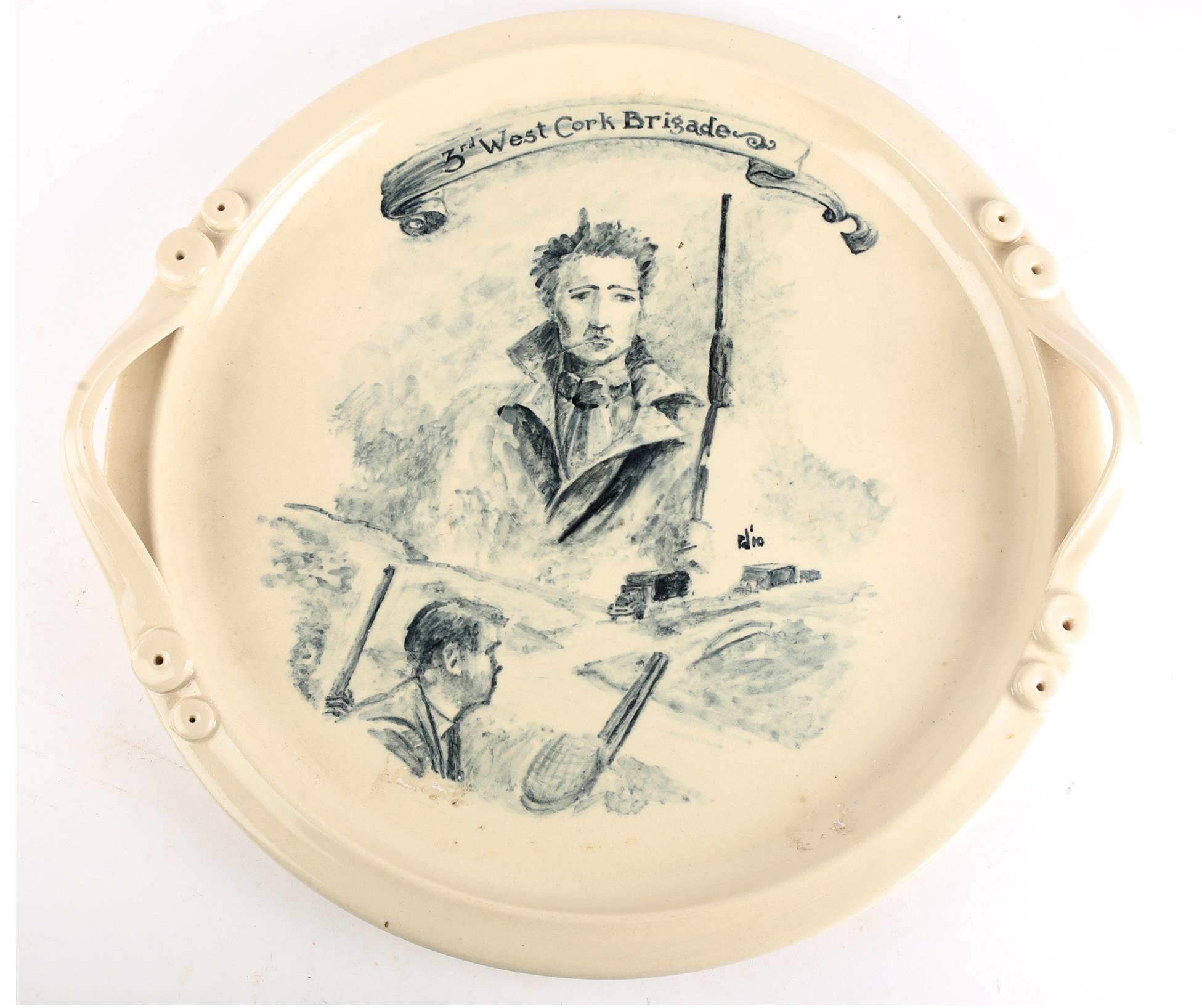 1919-21 3rd West Cork Brigade, War of Independence commemorative tray. A stoneware, circular, two-