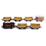 Hornby O Gauge No1 clockwork, 0-4-0T, LMS, red, RN 2270; together with five Trinidad asphalt