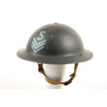 1939-46 Local Security Force sergeant's Brodie helmet, stencilled in light blue with 'S' above three