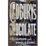 Enamel metal advertising sign "Cadbury's -Chocolate - Delicious and Wholesome", Imperial Enamel