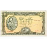 Central Bank of Ireland, 'Lady Lavery', One Hundred Pounds banknote, 21-11-63, numerical