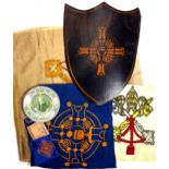 1932 Dublin Eucharistic Congress. A black-painted plywood shield stencilled in gilt with the