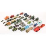 Collection of pre-war and post-war unboxed model cars and trucks, generally G to VG, play-worn. (36)